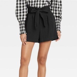 Black paper bag shorts